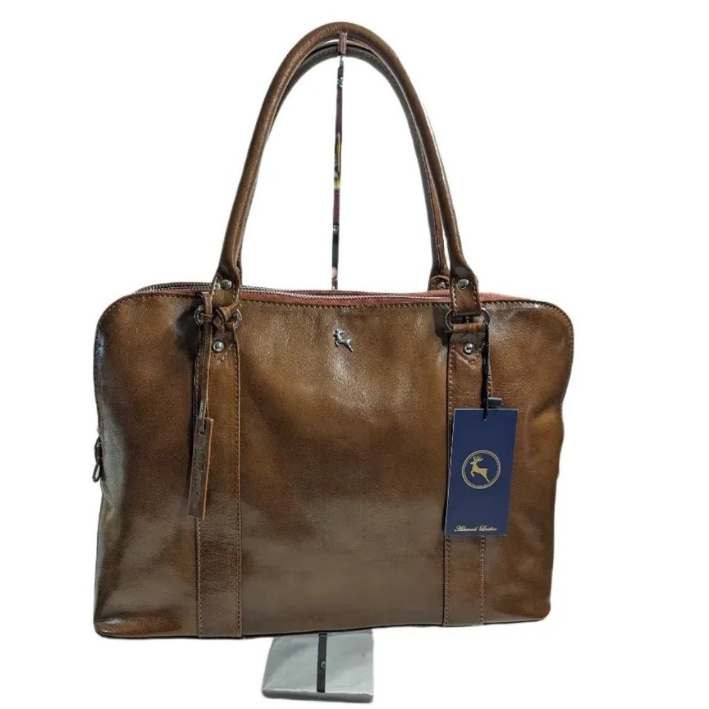 Ashwood Leather Genuine Leather Gina Bridge Messenger Tote NWT